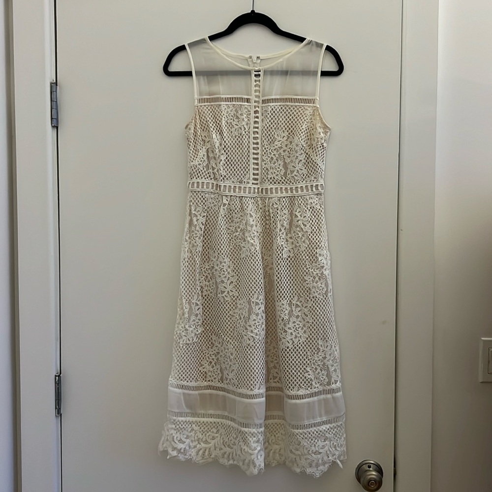 Jax black label lace midi white dress size 4
